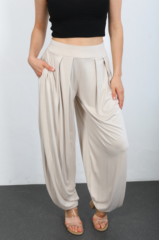 Modal Taş Rengi Kadın Şalvar Pantolon - 2