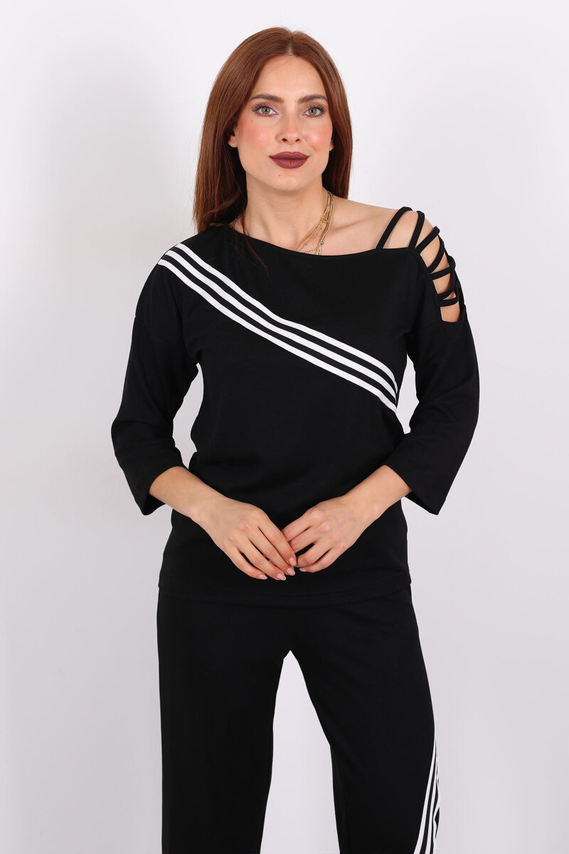 Omuz Detaylı Biyeli Siyah Kadın Modal Takım - 4