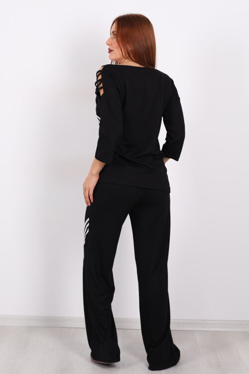 Omuz Detaylı Biyeli Siyah Kadın Modal Takım - 6