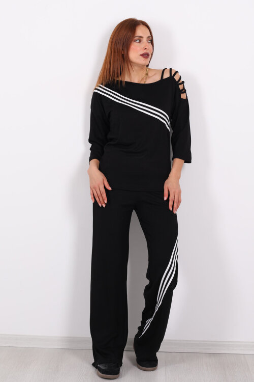 Omuz Detaylı Biyeli Siyah Kadın Modal Takım - 7