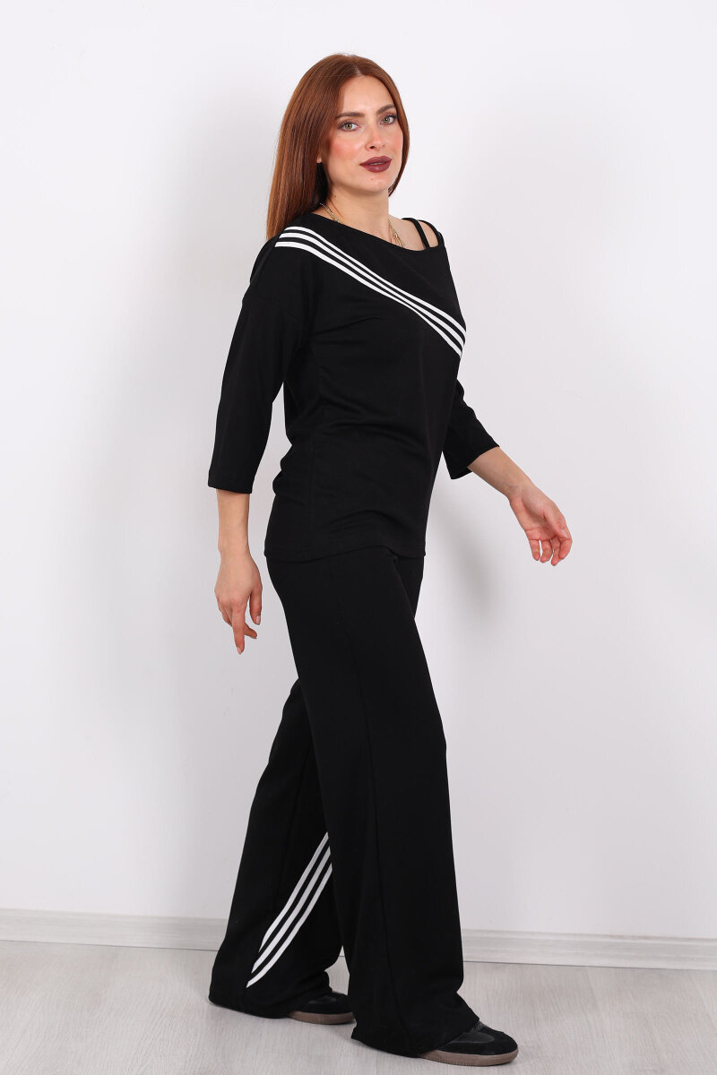 Omuz Detaylı Biyeli Siyah Kadın Modal Takım - 5