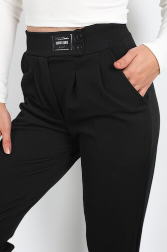 Original Armalı Duble Paça Siyah Kadın Pantolon - 4