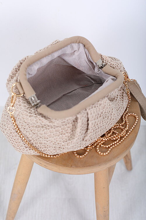 Örme Burslu Vizon El ve Omuz Çantası - 3