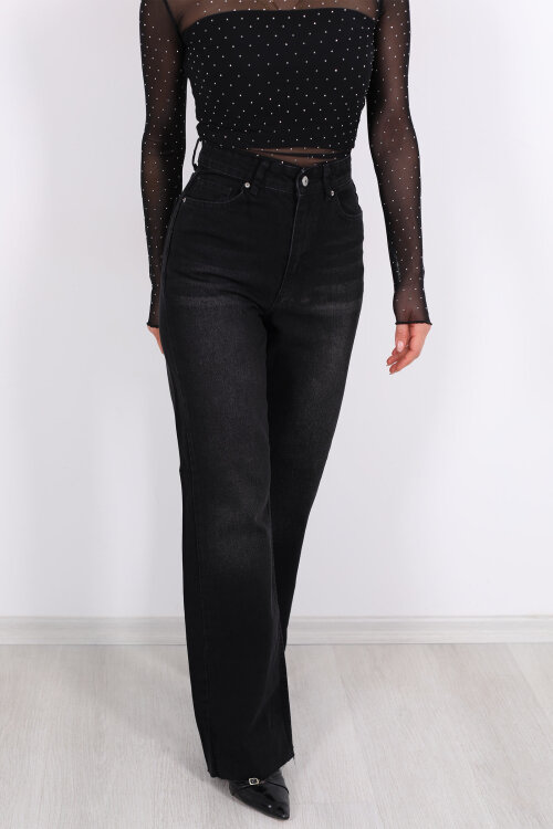 Paça Kesik Füme Kadın Palazzo Pantolon - Berox (1)