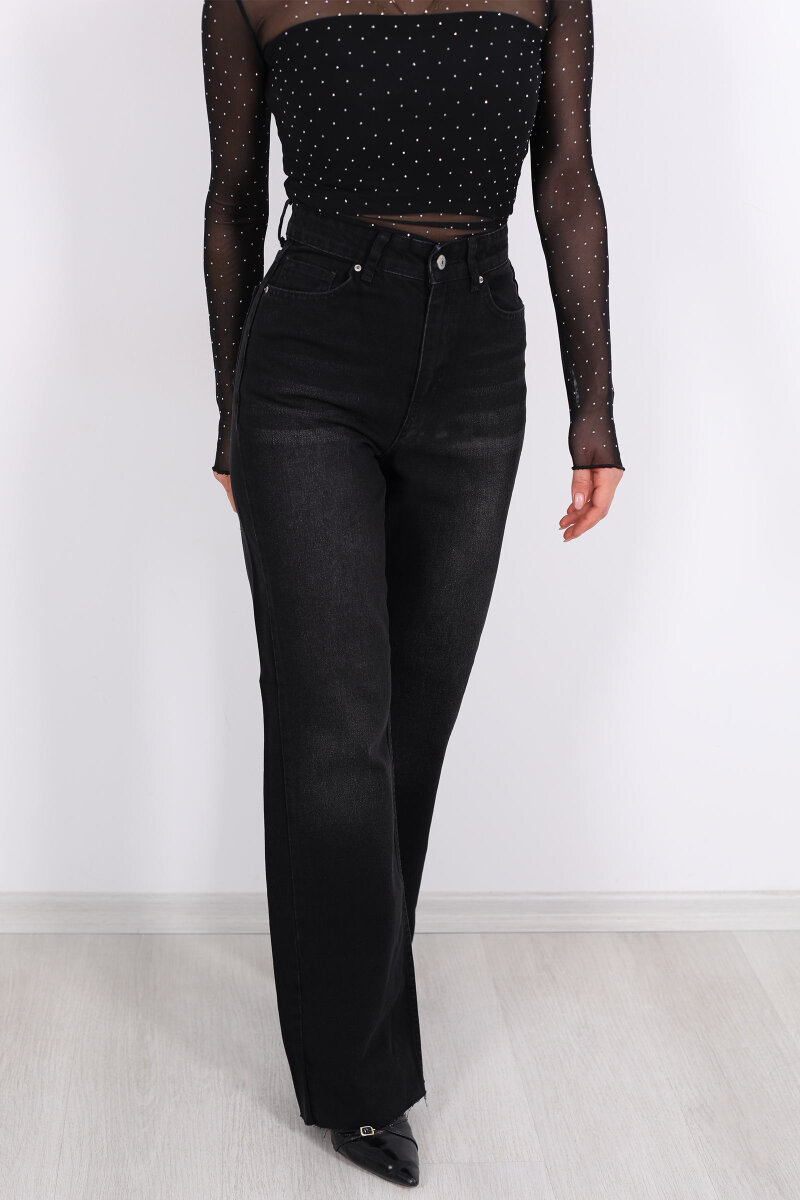 Paça Kesik Füme Kadın Palazzo Pantolon - 2