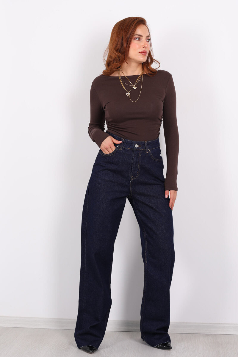 Paça Kesik Raw Yıkama Kadın Palazzo Pantolon - 3