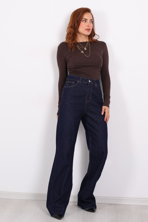 Paça Kesik Raw Yıkama Kadın Palazzo Pantolon - 4