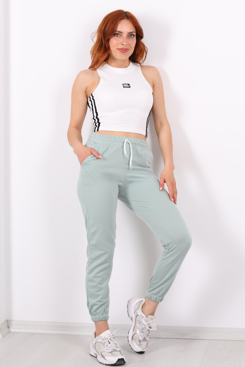 Paça Lastikli Cepli Mint Yeşili Kadın Eşofman Altı - 3