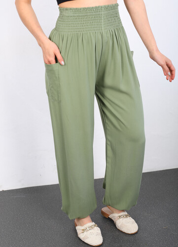 Paça Lastikli Mint Yeşili Kadın Şalvar Pantolon - 2