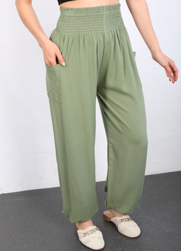 Paça Lastikli Mint Yeşili Kadın Şalvar Pantolon - 2
