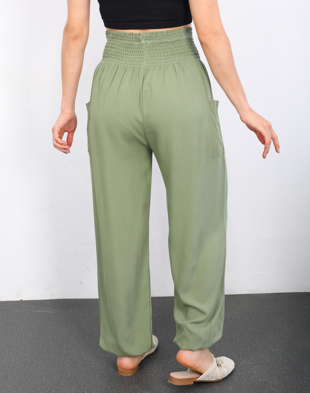 Paça Lastikli Mint Yeşili Kadın Şalvar Pantolon - 4