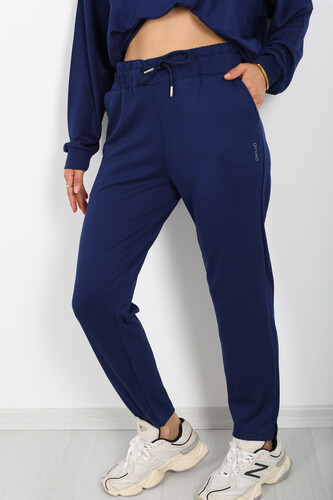 Paça Yırtık Detaylı Lacivert Kadın Modal Jogger Pantolon - 3