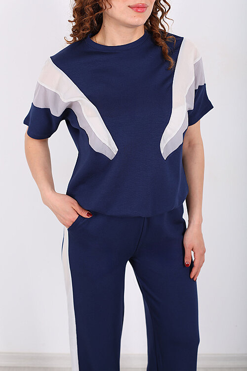 Paraşüt Garnili Lacivert Kadın Stoperli Takım - Berox (1)