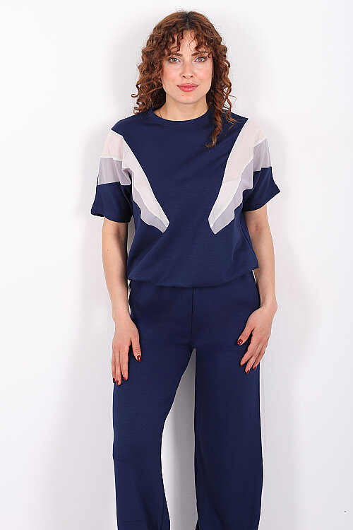 Paraşüt Garnili Lacivert Kadın Stoperli Takım - 4