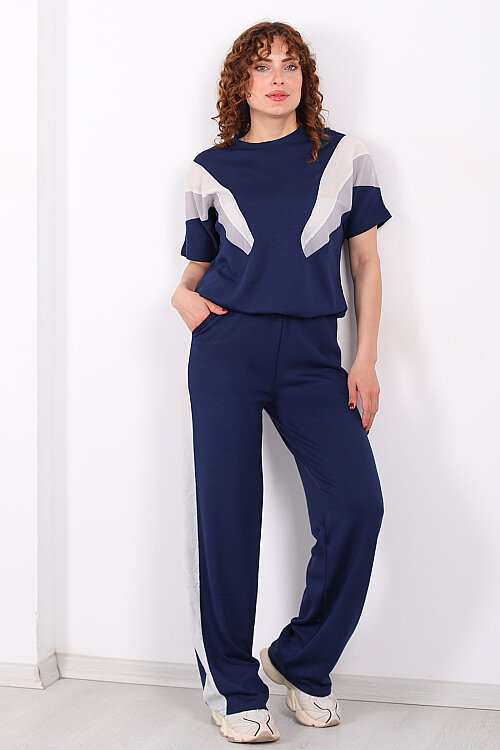 Paraşüt Garnili Lacivert Kadın Stoperli Takım - 5