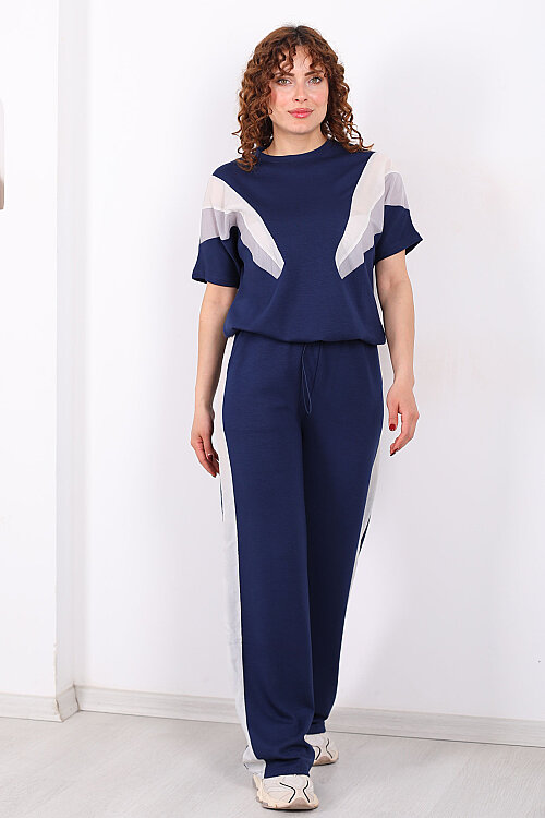 Paraşüt Garnili Lacivert Kadın Stoperli Takım - 3