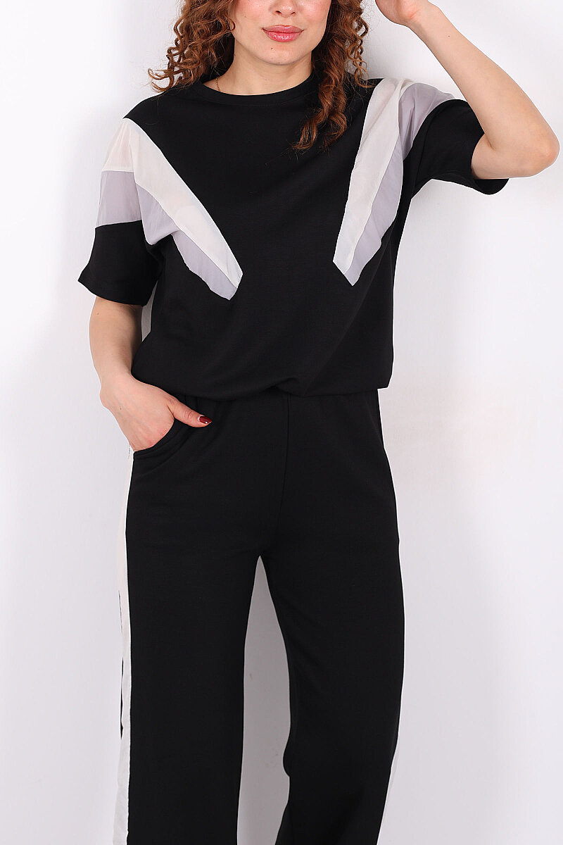 Paraşüt Garnili Siyah Kadın Stoperli Takım - 2