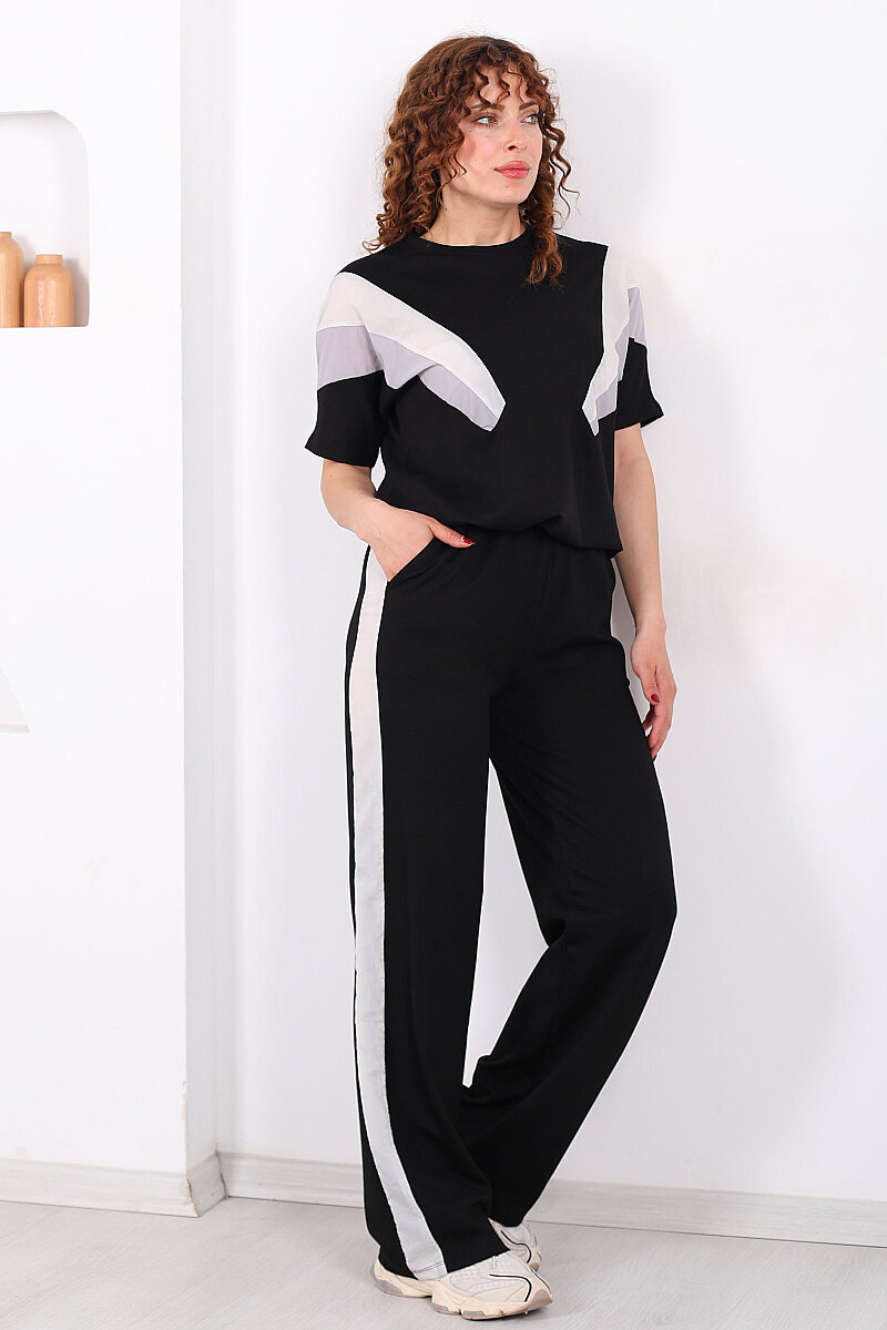 Paraşüt Garnili Siyah Kadın Stoperli Takım - 5