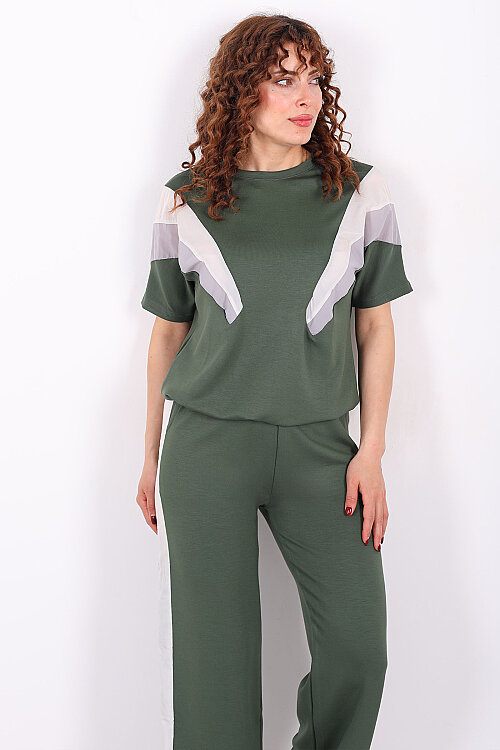 Paraşüt Garnili Yeşil Kadın Stoperli Takım - 5