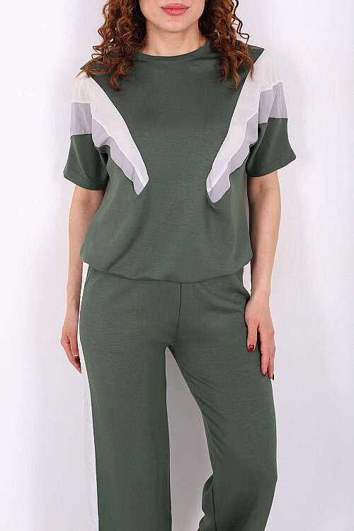 Paraşüt Garnili Yeşil Kadın Stoperli Takım - Berox (1)
