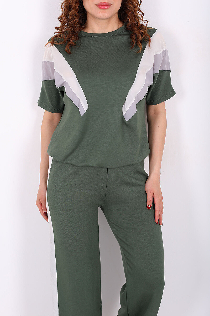 Paraşüt Garnili Yeşil Kadın Stoperli Takım - 2
