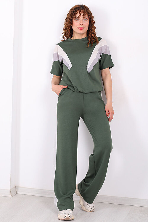 Paraşüt Garnili Yeşil Kadın Stoperli Takım - 4