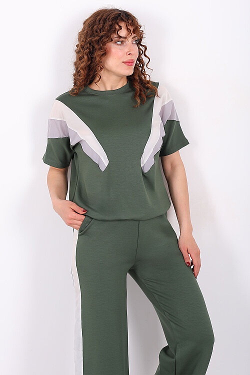 Paraşüt Garnili Yeşil Kadın Stoperli Takım - 7