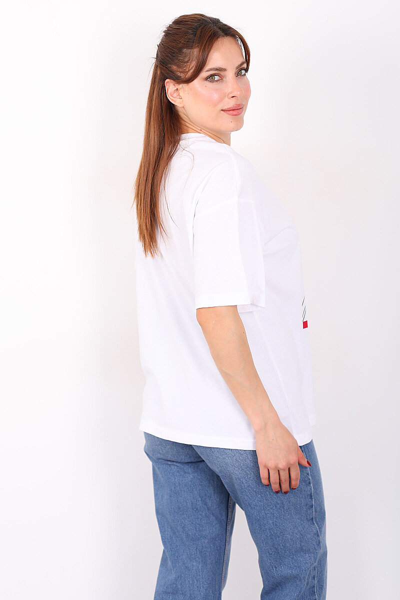 Pasta Lover Baskılı Kadın Beyaz T-Shirt - 4