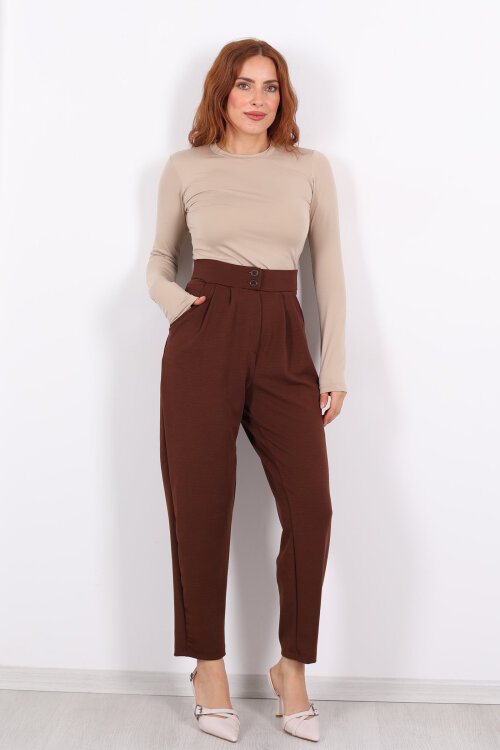Pensli Acı Kahve Kadın Balon Pantolon - 4