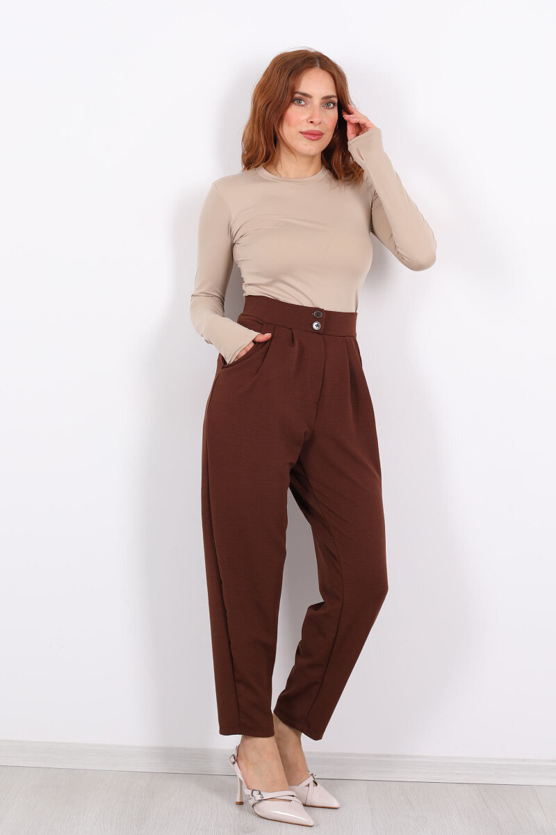 Pensli Acı Kahve Kadın Balon Pantolon - 1