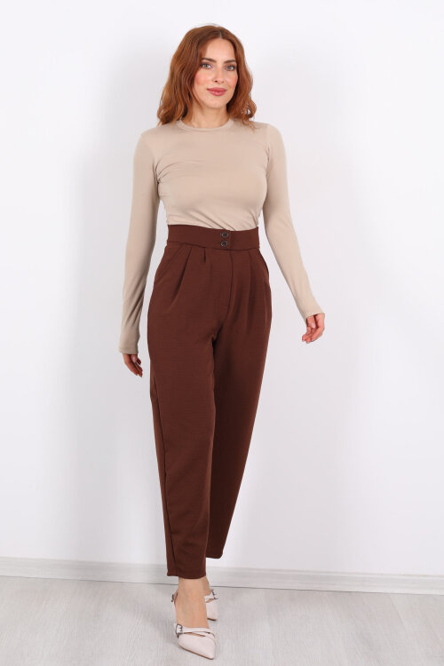 Pensli Acı Kahve Kadın Balon Pantolon - 3