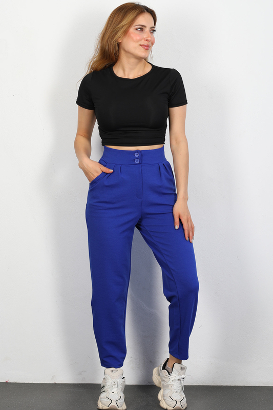 Pensli Saks Mavisi Kadın Balon Pantolon - 1