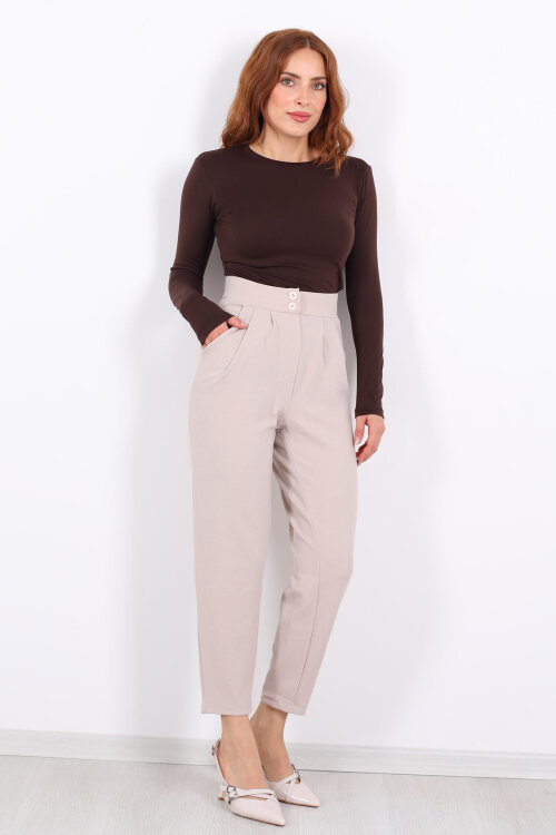 Pensli Taş Rengi Kadın Balon Pantolon - 4