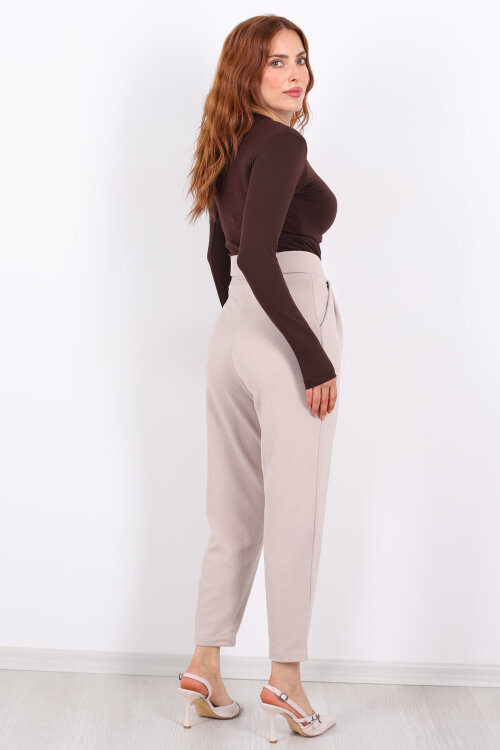 Pensli Taş Rengi Kadın Balon Pantolon - 5