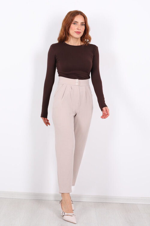 Pensli Taş Rengi Kadın Balon Pantolon - 3