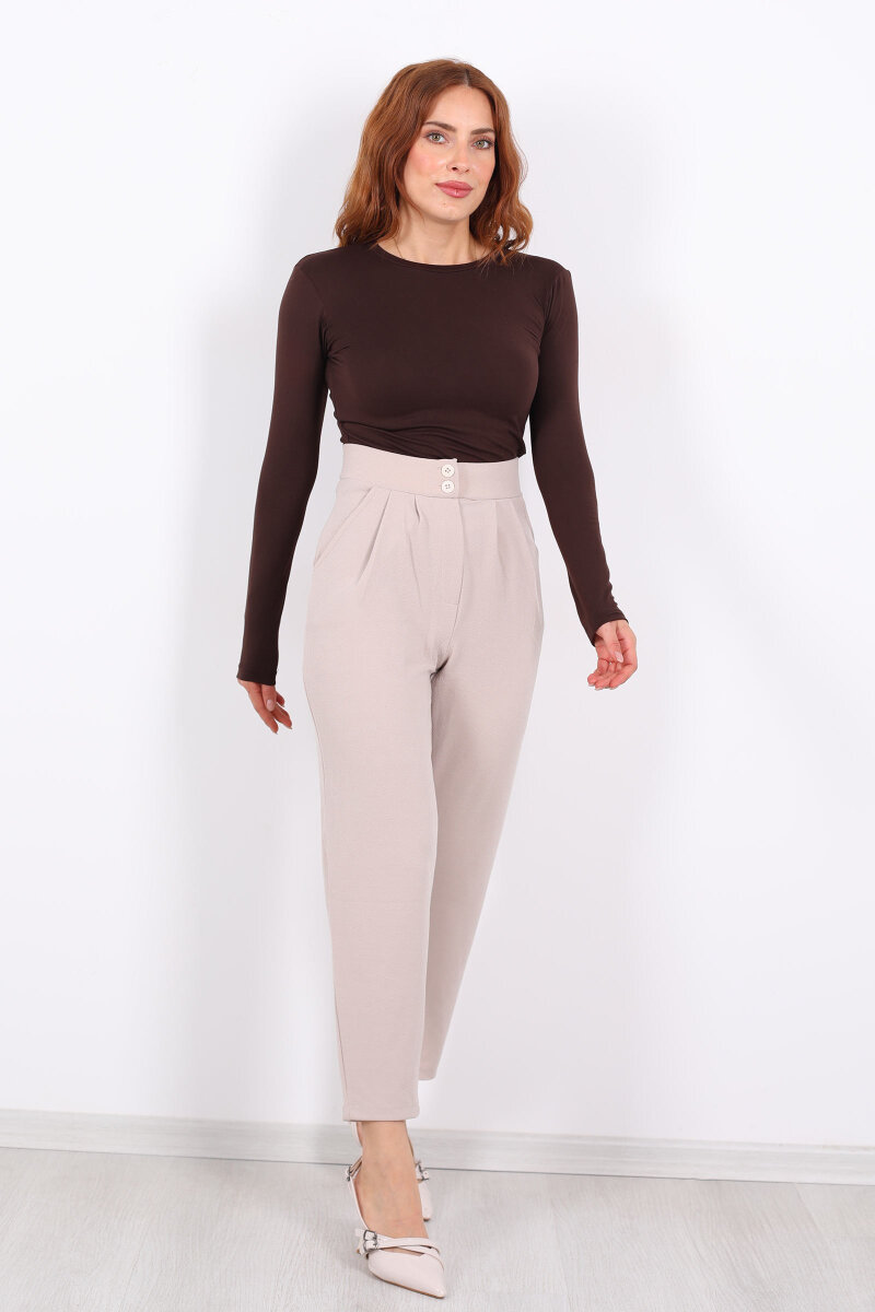 Pensli Taş Rengi Kadın Balon Pantolon - 3