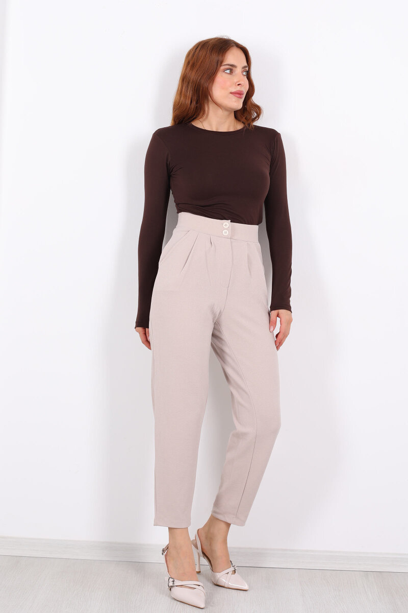 Pensli Taş Rengi Kadın Balon Pantolon - 6