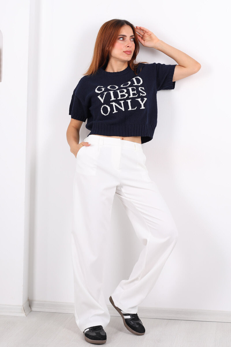 Pileli Beyaz Kadın Kumaş Pantolon - 3