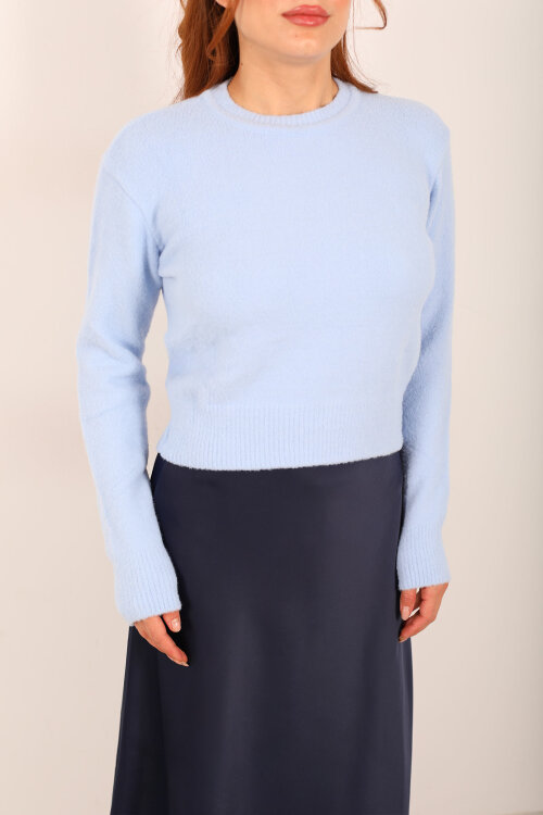 Sakallı Bisiklet Yaka Bebe Mavisi Kadın Kazak - Berox (1)