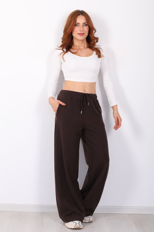 Selanik Boru Paça Acı Kahve Kadın Pantolon - 5