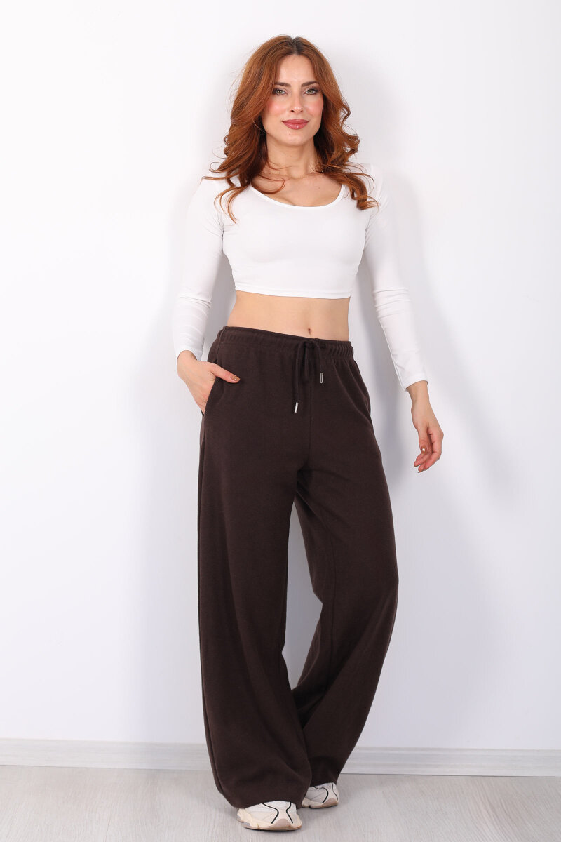 Selanik Boru Paça Acı Kahve Kadın Pantolon - 5