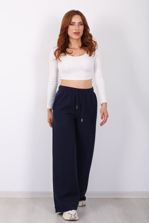 Selanik Boru Paça Lacivert Kadın Pantolon - 6