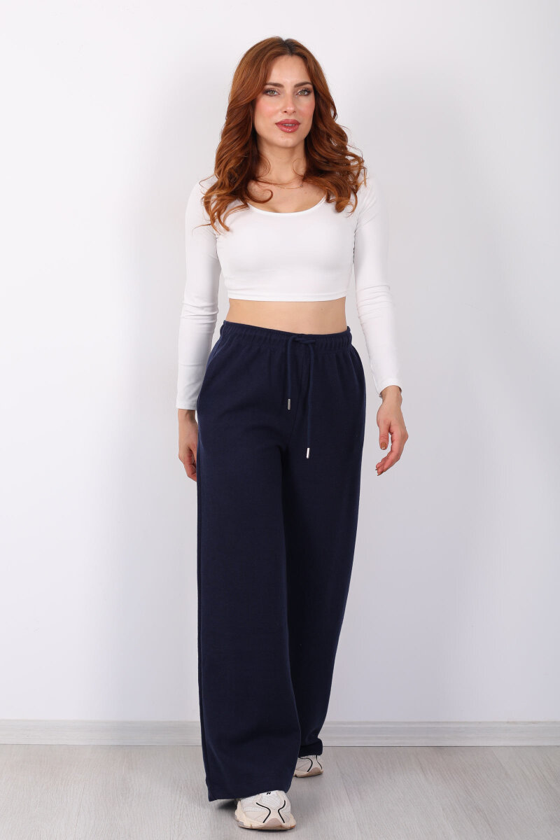 Selanik Boru Paça Lacivert Kadın Pantolon - 6