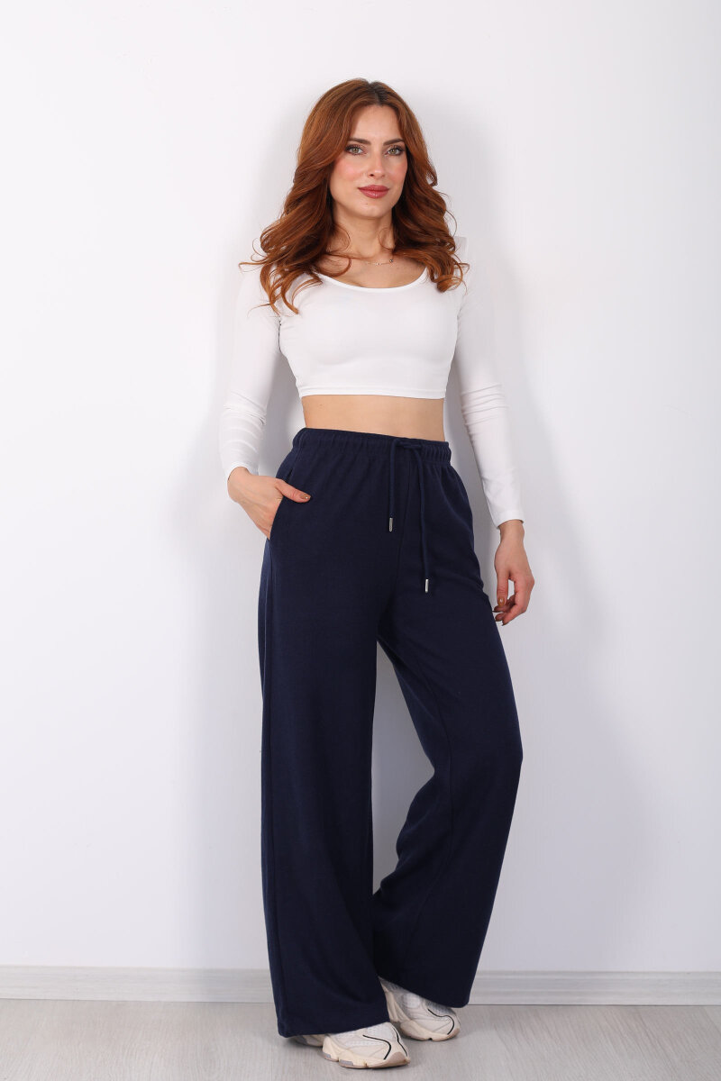 Selanik Boru Paça Lacivert Kadın Pantolon - 4