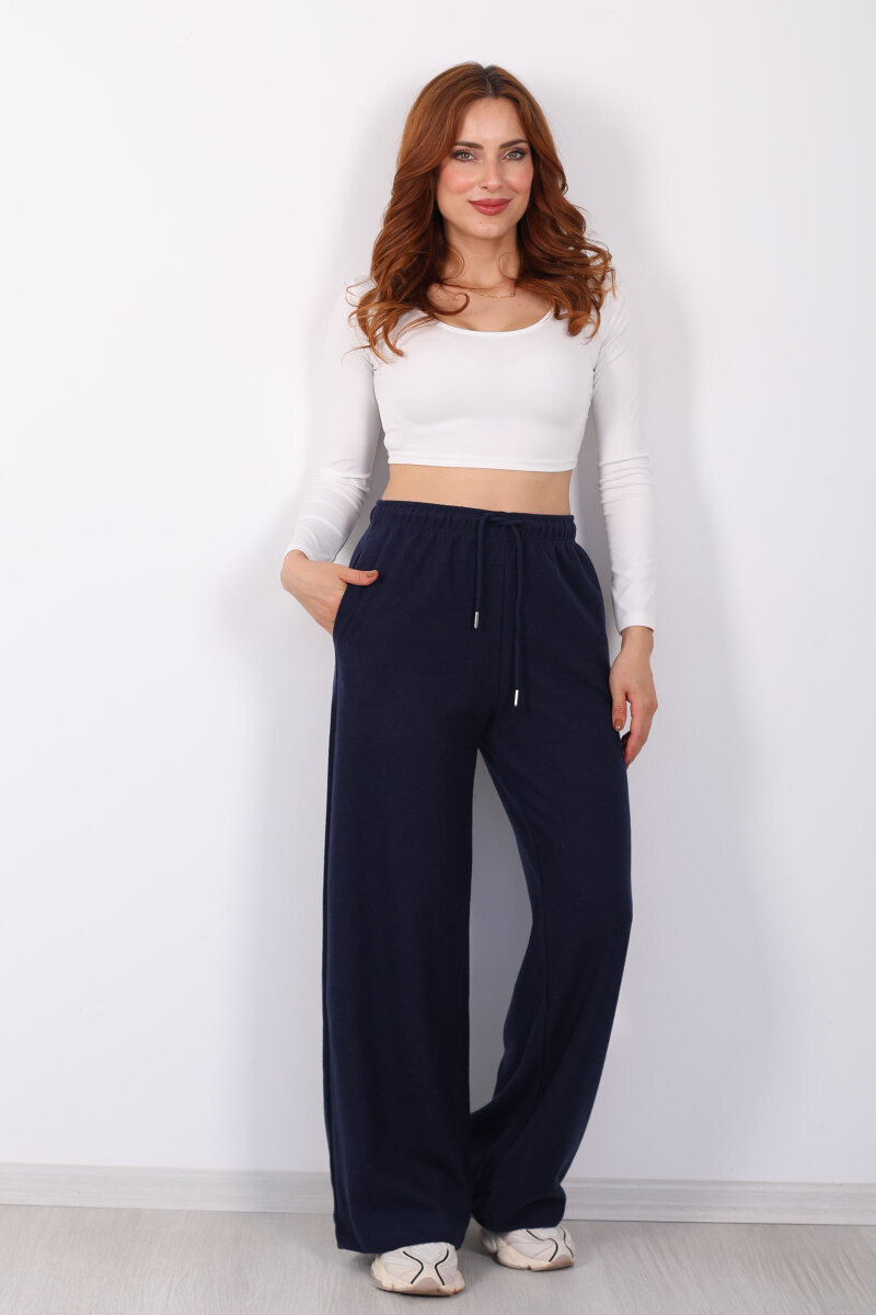 Selanik Boru Paça Lacivert Kadın Pantolon - 1