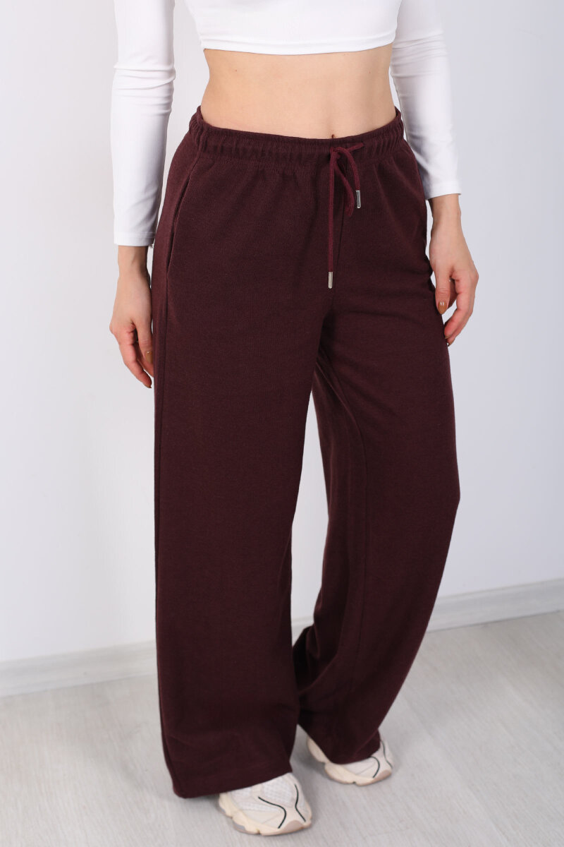 Selanik Boru Paça Mürdüm Kadın Pantolon - 2