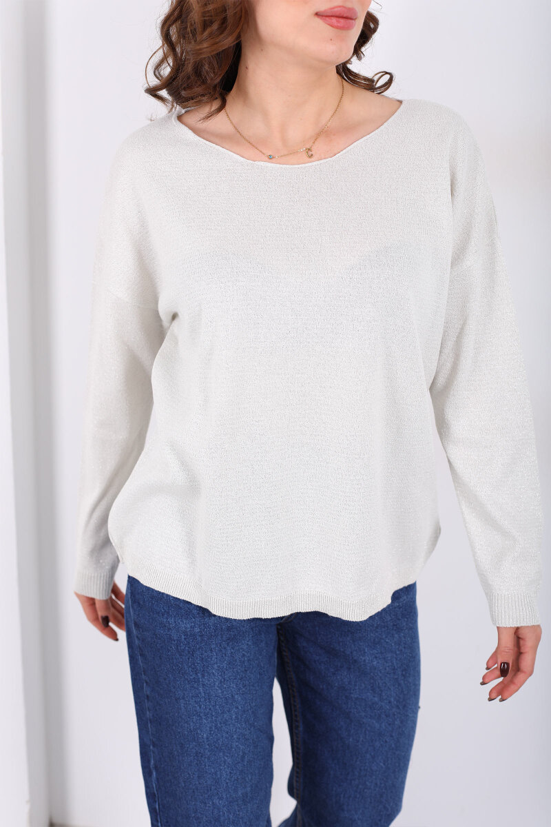 Simli Salaş Kadın Ekru Bluz - 2