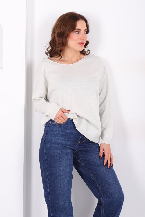 Simli Salaş Kadın Ekru Bluz - 3