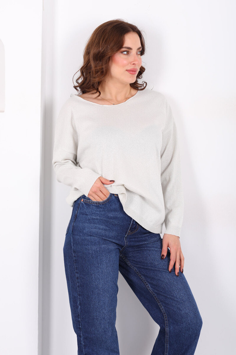 Simli Salaş Kadın Ekru Bluz - 3