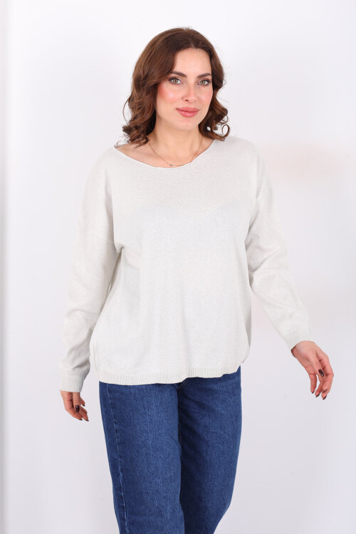 Simli Salaş Kadın Ekru Bluz - 5